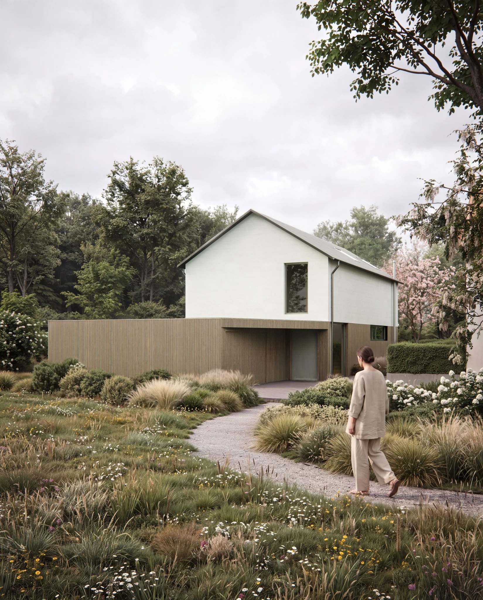Garden approach to a contemporary residence
